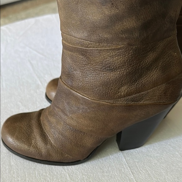 Vince Camuto Brown Leather Ankle Booties with Distressed Finish - Picture 7 of 8